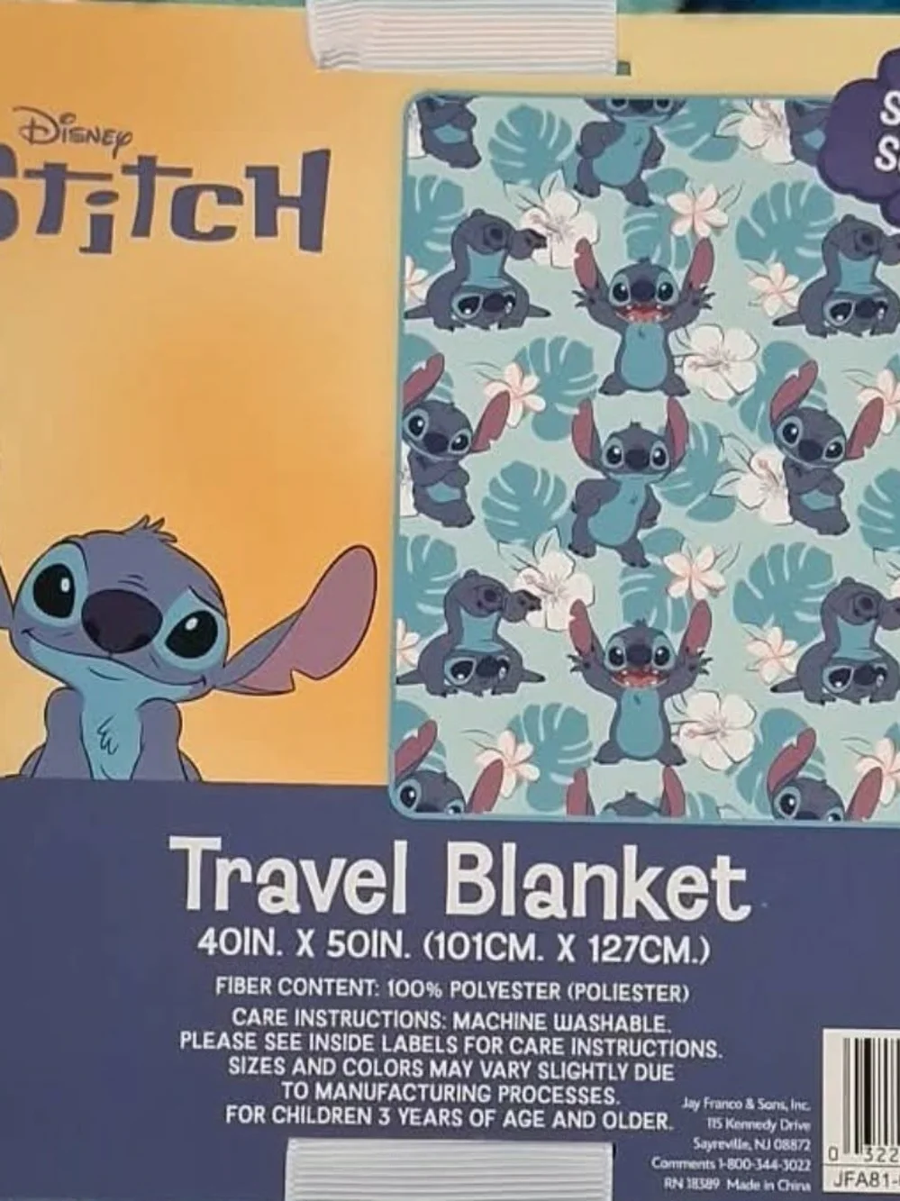 New Disney Stitch Travel Blanket